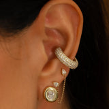 Gold Lab Grown Oval Bubble Stud Earring