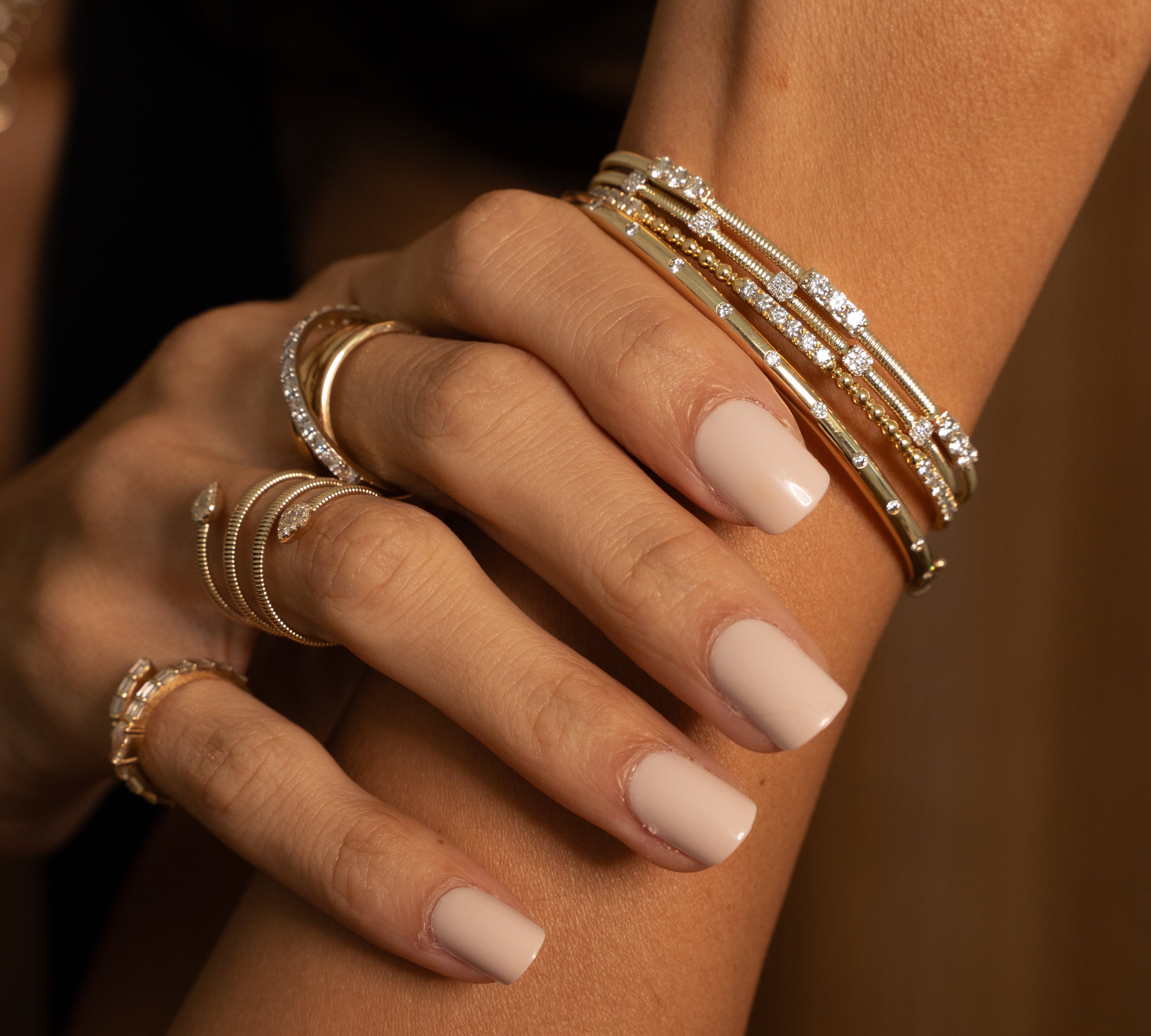 Gold Textured Triple Diamond Bracelet