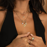 Gold Diamond Multi Link Charm Ball Necklace