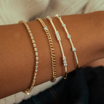 Gold Bezel Diamond Cuban Link Bracelet