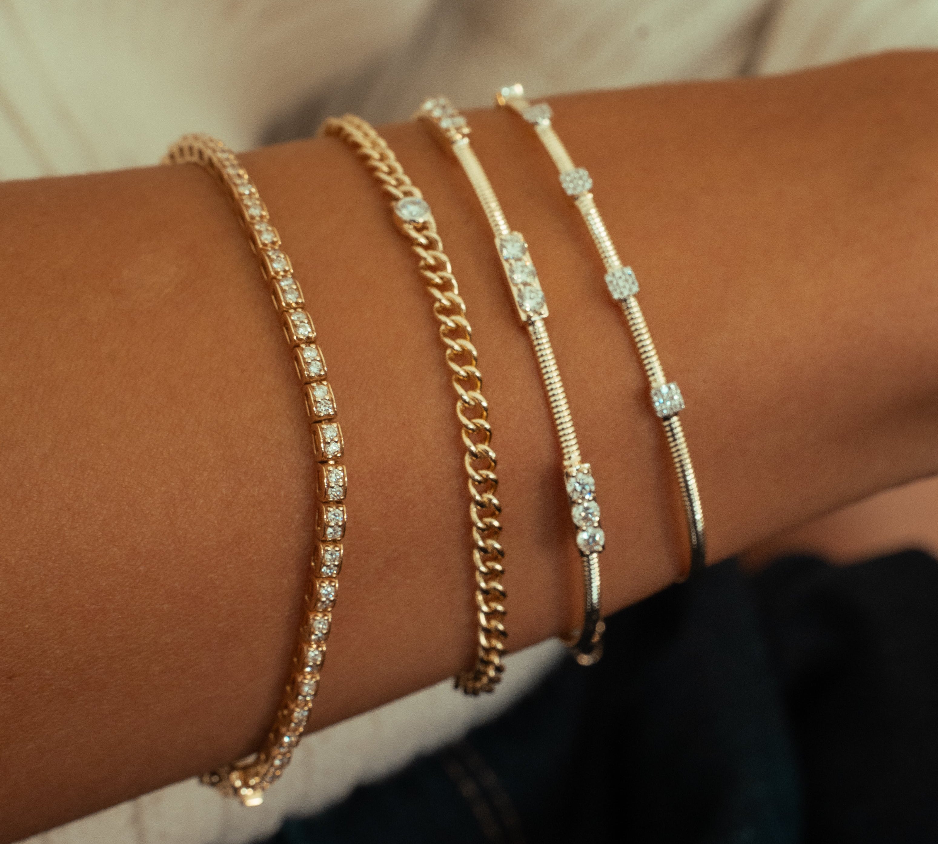 Gold Bezel Diamond Cuban Link Bracelet