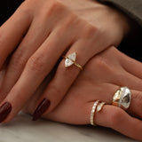 Two Tone Gold Diamond Chunky Ring