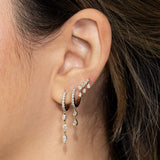 Gold Diamond Graduated Pear Drop Bar Earring