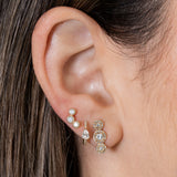 Gold Diamond Triple Round Bar Climber Earring