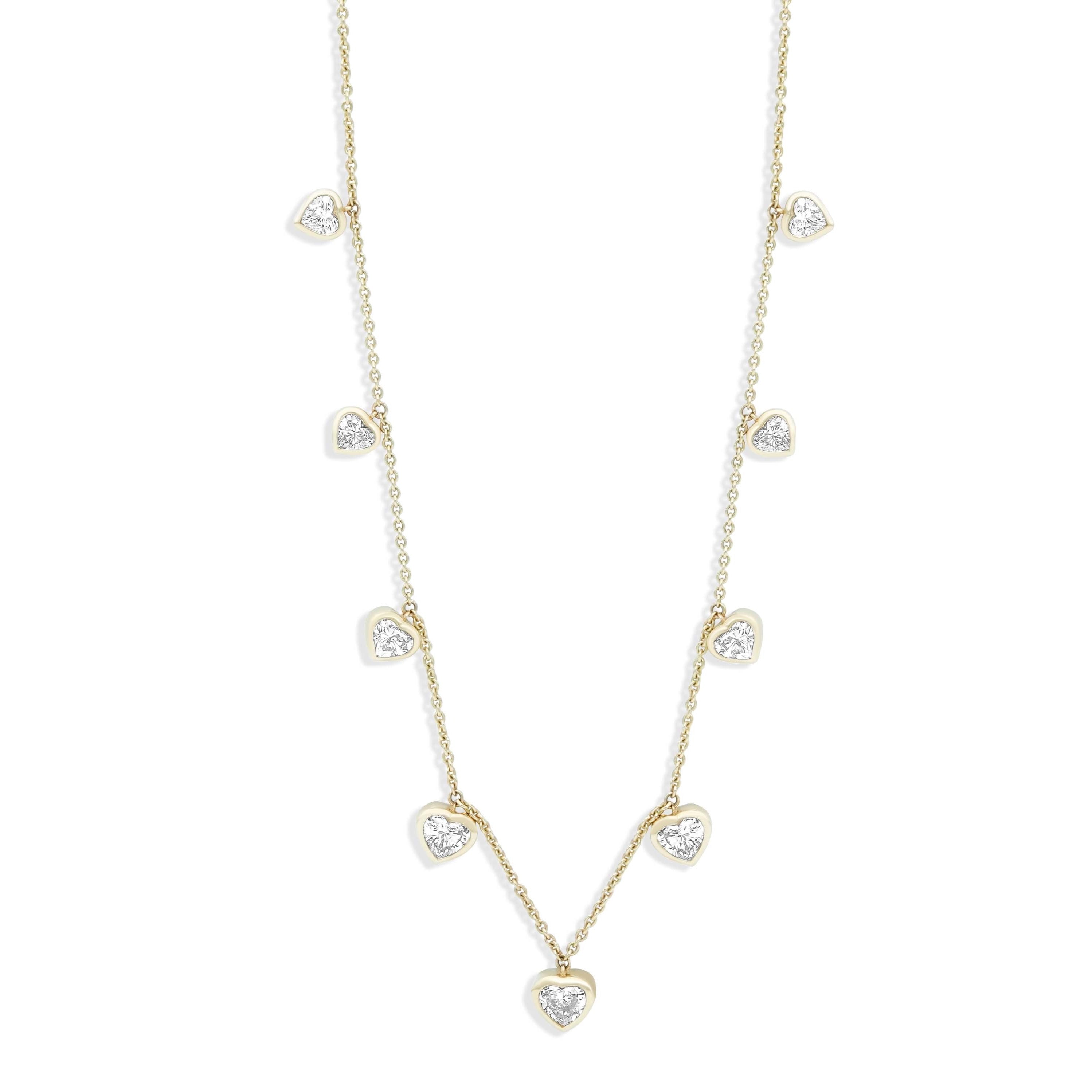 Gold Lab Grown Diamond Multi Heart Drop Necklace