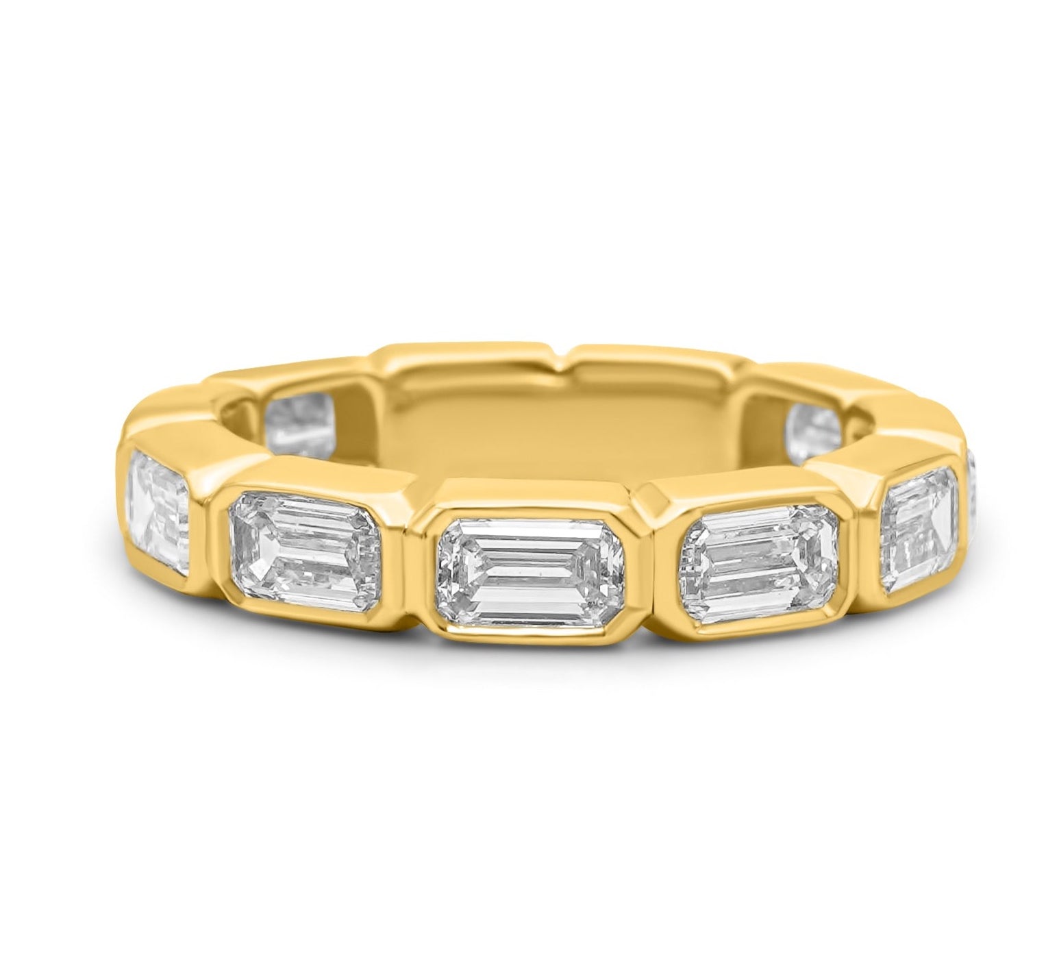 Gold Lab Grown Emerald Cut Diamond Bezel Ring