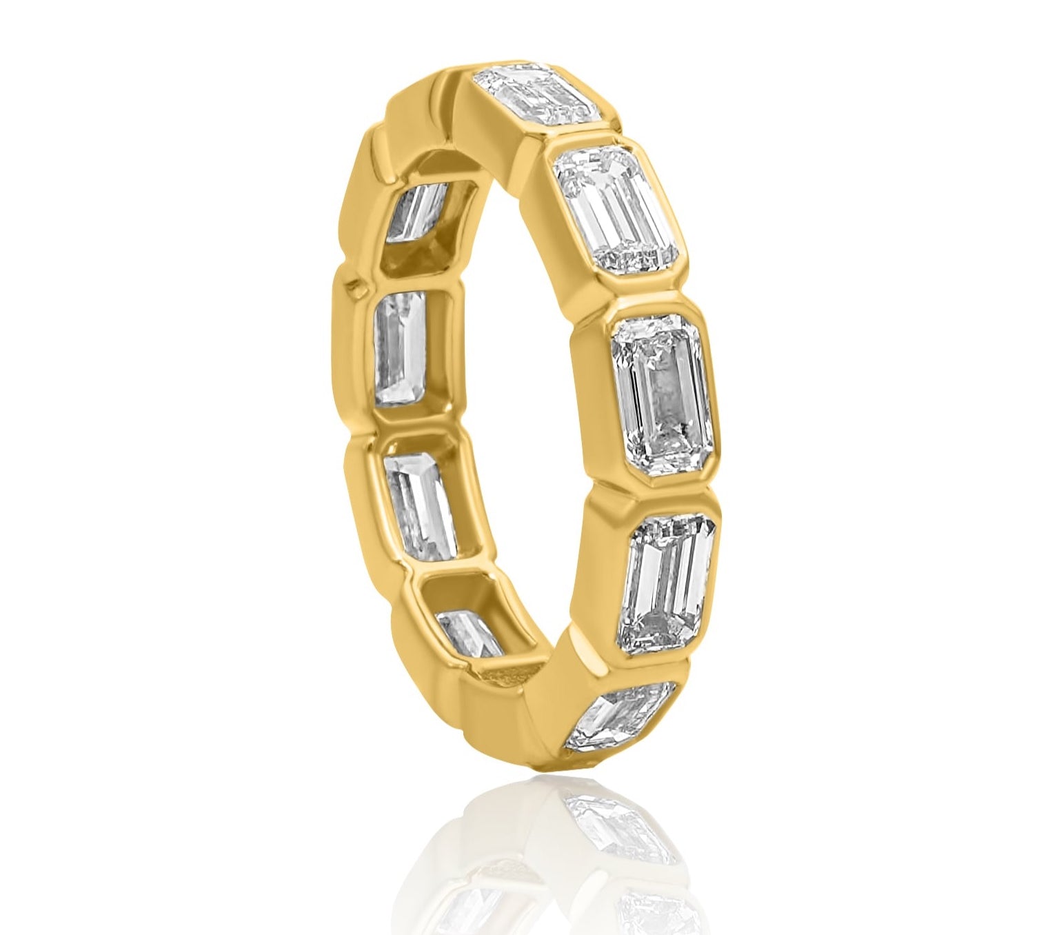 Gold Lab Grown Emerald Cut Diamond Bezel Ring