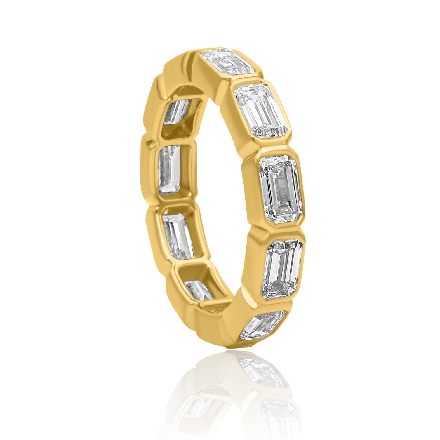 Gold Lab Grown Emerald Cut Diamond Bezel Ring