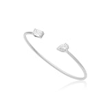 Gold Lab Grown Pear and Baguette Bangle