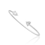 Gold Lab Grown Pear and Heart Bangle