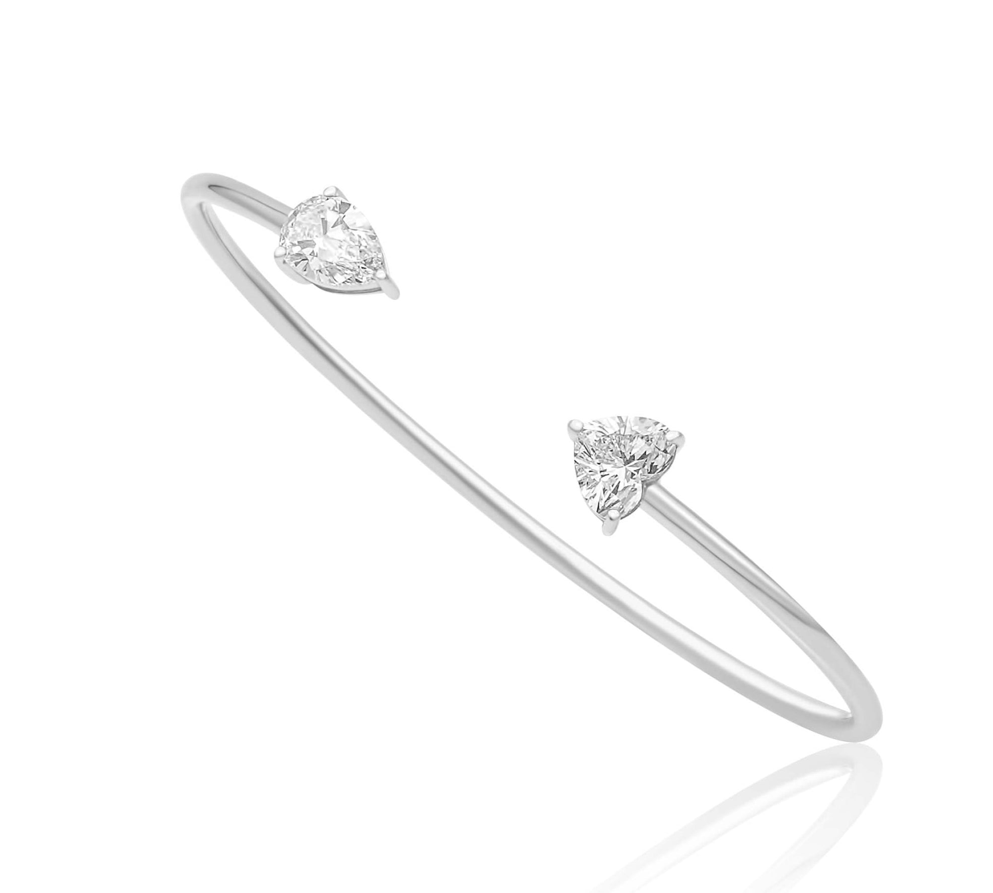 Gold Lab Grown Pear and Heart Bangle