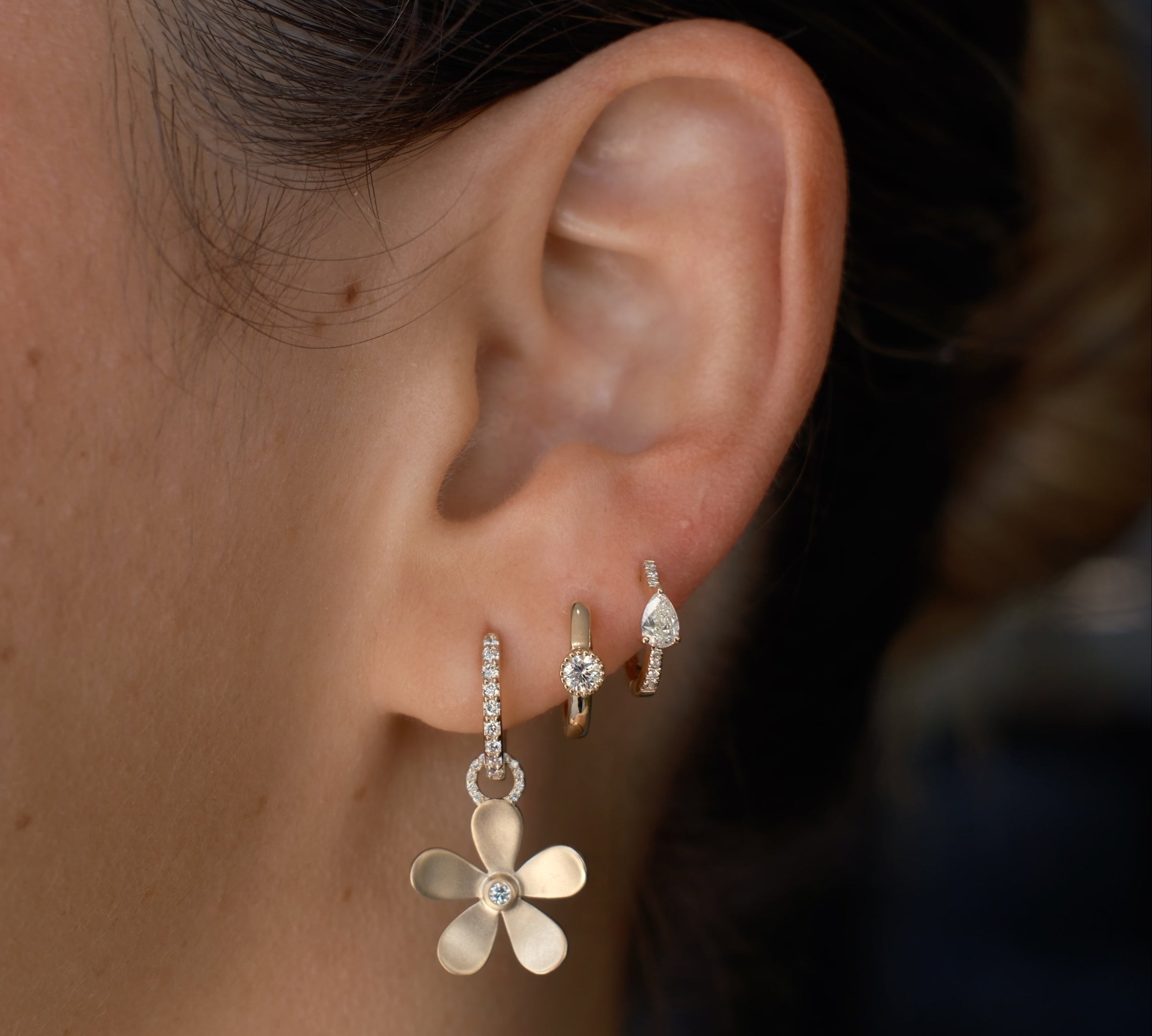 Gold Single Diamond Hoop Earring