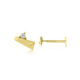 Gold Diamond Bar Flat Back Earring