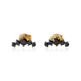 Gold Black Diamond Graduated Climber Earring
