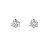 Gold Lab Grown Diamond Three Prong Classic Martini Stud Earrings