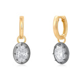 Gold Lab Grown Oval Black Rhodium Charm Earring