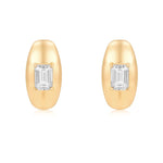 Gold Lab Grown Emerald Half Bubble Hoop Earring