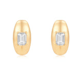 Gold Lab Grown Emerald Half Bubble Hoop Earring