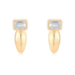 Gold Lab Grown Emerald Bubble Half Hoop Earring