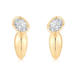 Gold Lab Grown Oval Bubble Half Hoop Earring