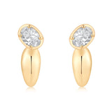 Gold Lab Grown Oval Bubble Half Hoop Earring