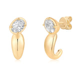 Gold Lab Grown Oval Bubble Half Hoop Earring