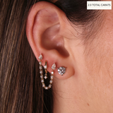 Gold Lab Grown Diamond Three Prong Classic Martini Stud Earrings