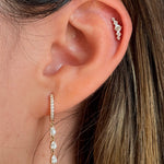 Gold Diamond Cluster Flat Back Earring