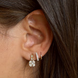 Gold Double Line Diamond Mini Hoop Earring