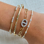 Gold Textured Triple Diamond Bracelet