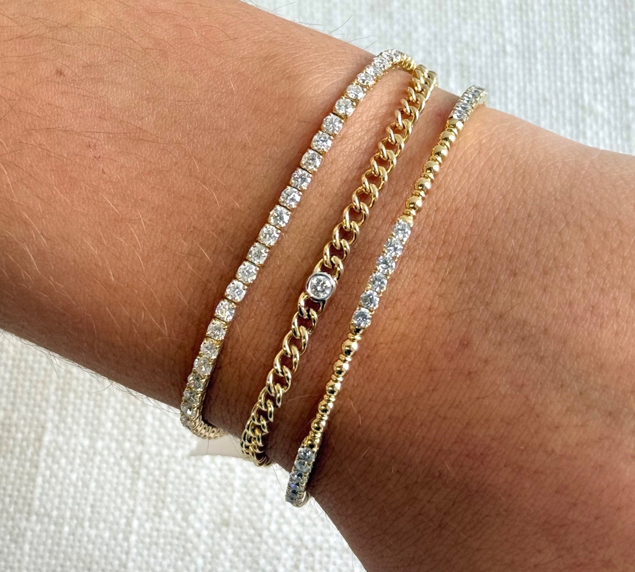 Gold Bezel Diamond Cuban Link Bracelet