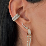 Gold Diamond Graduated Spike and Bezel Drop Hoop Earring