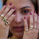 Gold Lab Grown Pear Signet Pinky Ring