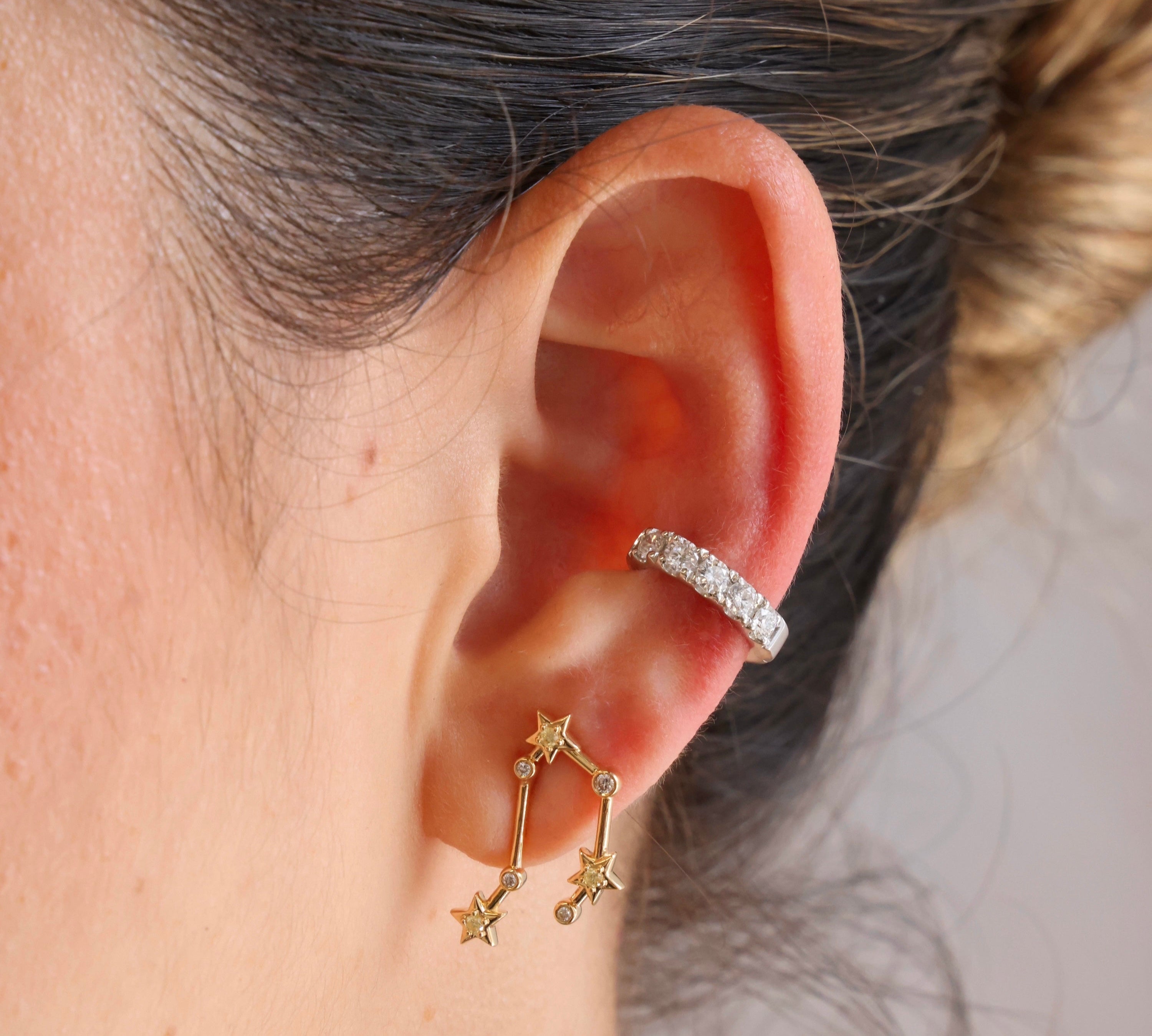 Gold Large Round Diamond Ear Cuff