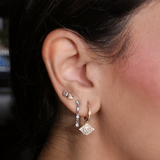 Gold Evil Eye Diamond Hoop Earrings