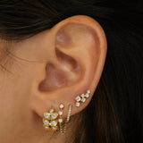 Gold Diamond Cluster Climber Earring