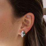 Gold Lab Grown Diamond And Emerald Stud Earrings