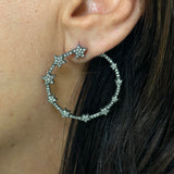 Sterling Silver Round Star Diamond Earring