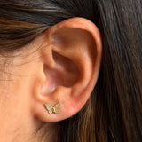 Gold Butterfly Stud Earring