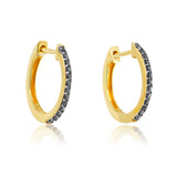 Gold Black Diamond Fine Line Hoop Earring