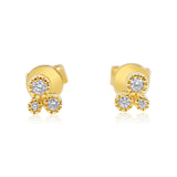 Gold Diamond Trio Bezel Graduated Stud Earring