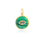 Gold Diamond Malachite Evil Eye Pendant