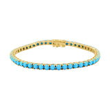 Gold Turquoise Tennis Bracelet Fine Jewelry