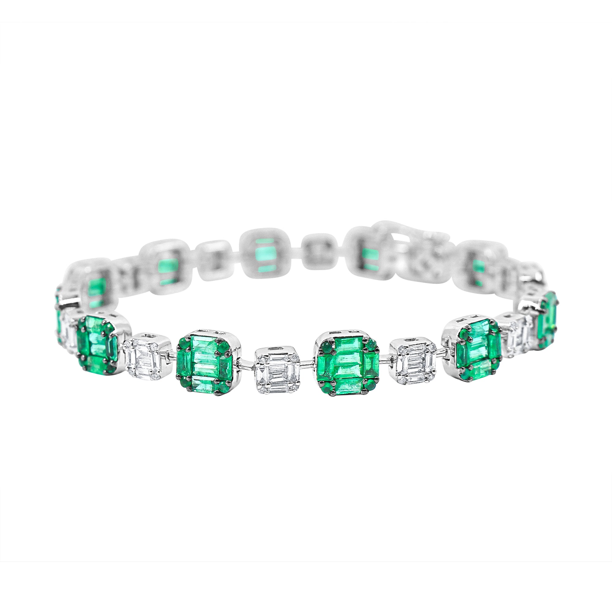 Diamond Emerald Baguette Illusion Bracelet