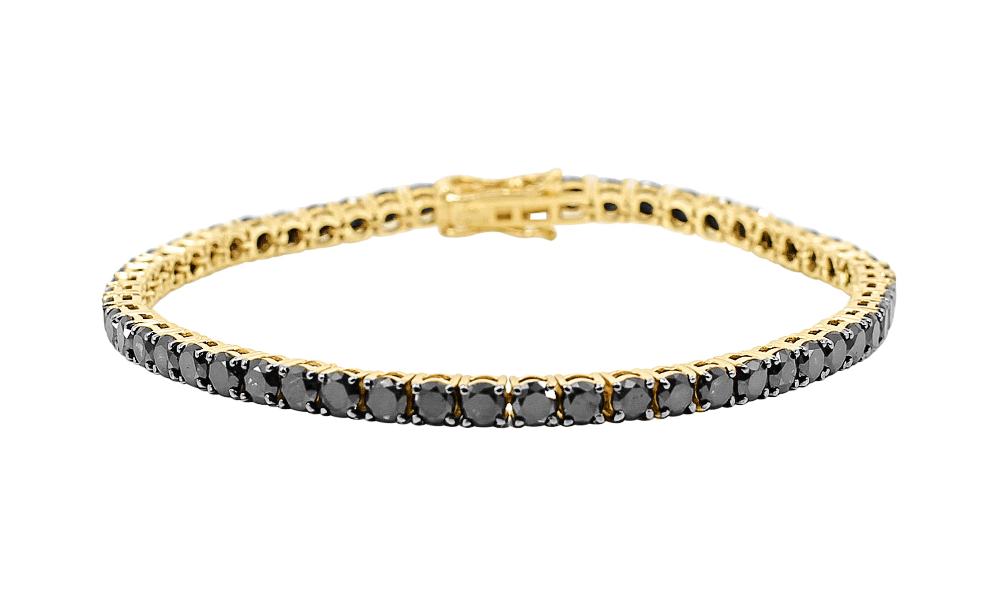 Gold Black Diamond Tennis Bracelet by Monisha Melwani Fine Jewelry