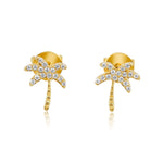 Gold Diamond Palm Tree Stud Earring by Monisha Melwani