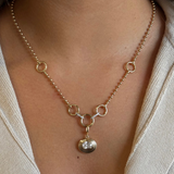 Gold Diamond Multi Link Charm Ball Necklace
