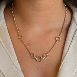 Gold Diamond Multi Link Charm Ball Necklace