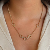 Gold Diamond Multi Link Charm Ball Necklace