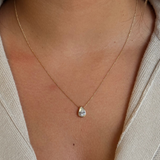 Gold Lab Grown Bezel Pear Necklace